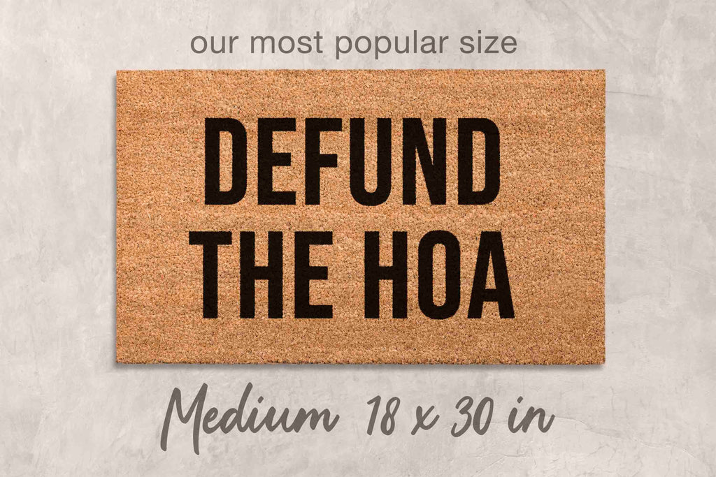 Funny Doormat - Defund the HOA Natural Coir Welcome Mat With Latex Backing