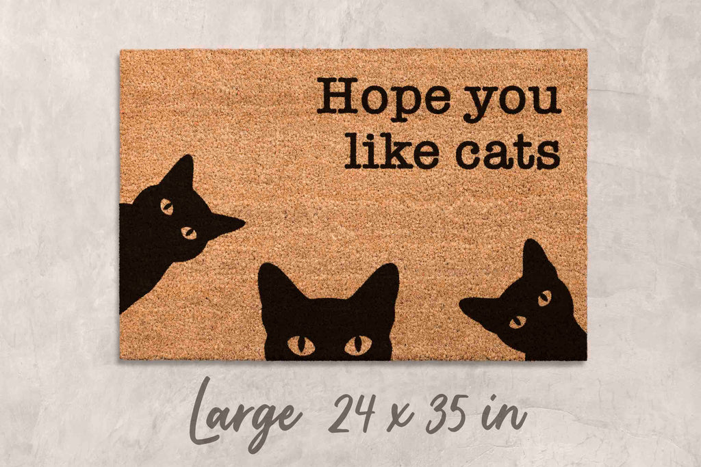 Funny Cat Doormat: 'Hope You Like Cats' Welcome Mat Cat Faces