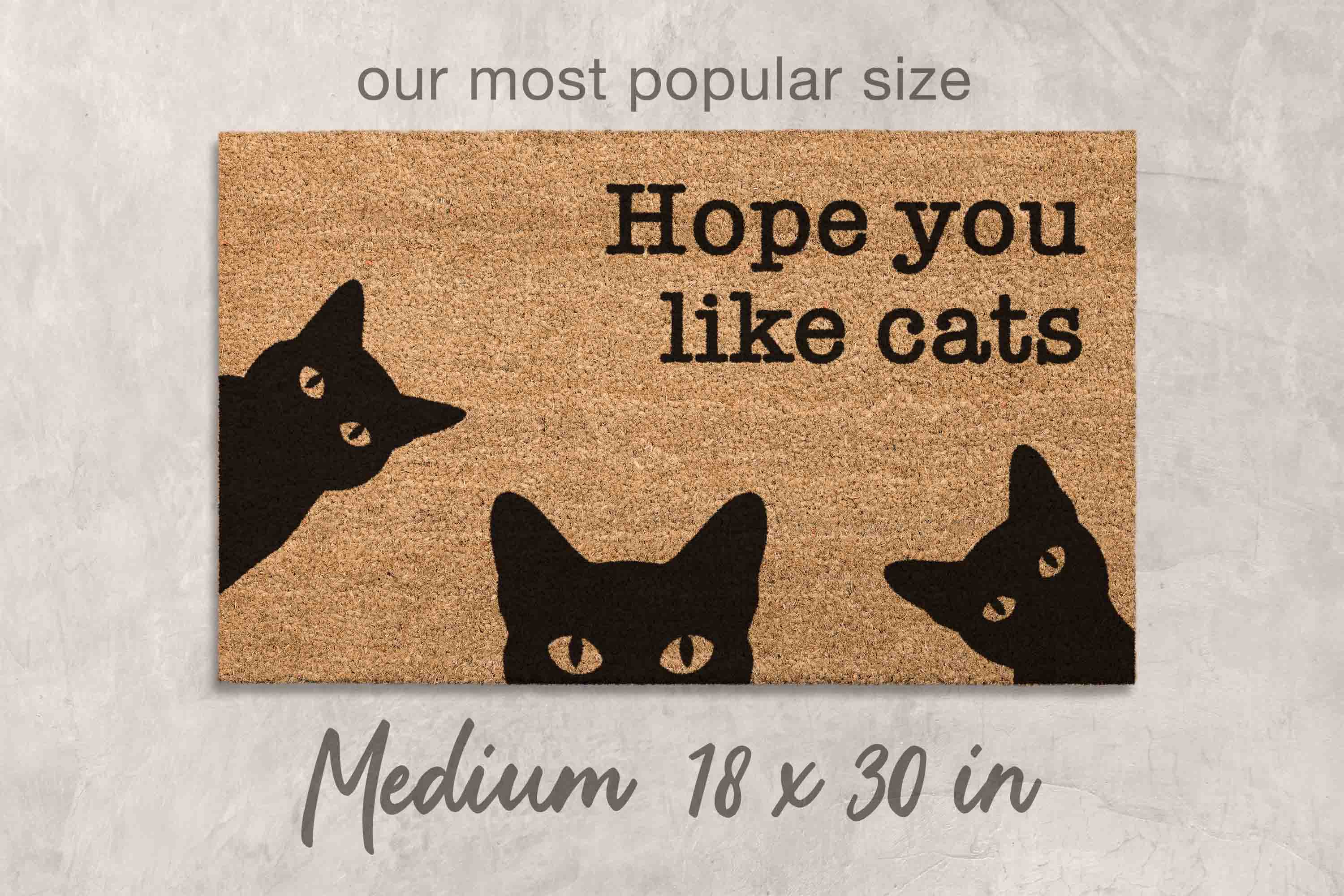 Funny Cat Doormat: 'Hope You Like Cats' Welcome Mat Cat Faces