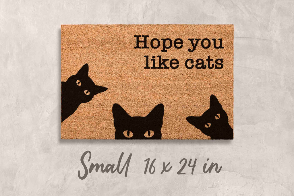 Funny Cat Doormat: 'Hope You Like Cats' Welcome Mat Cat Faces