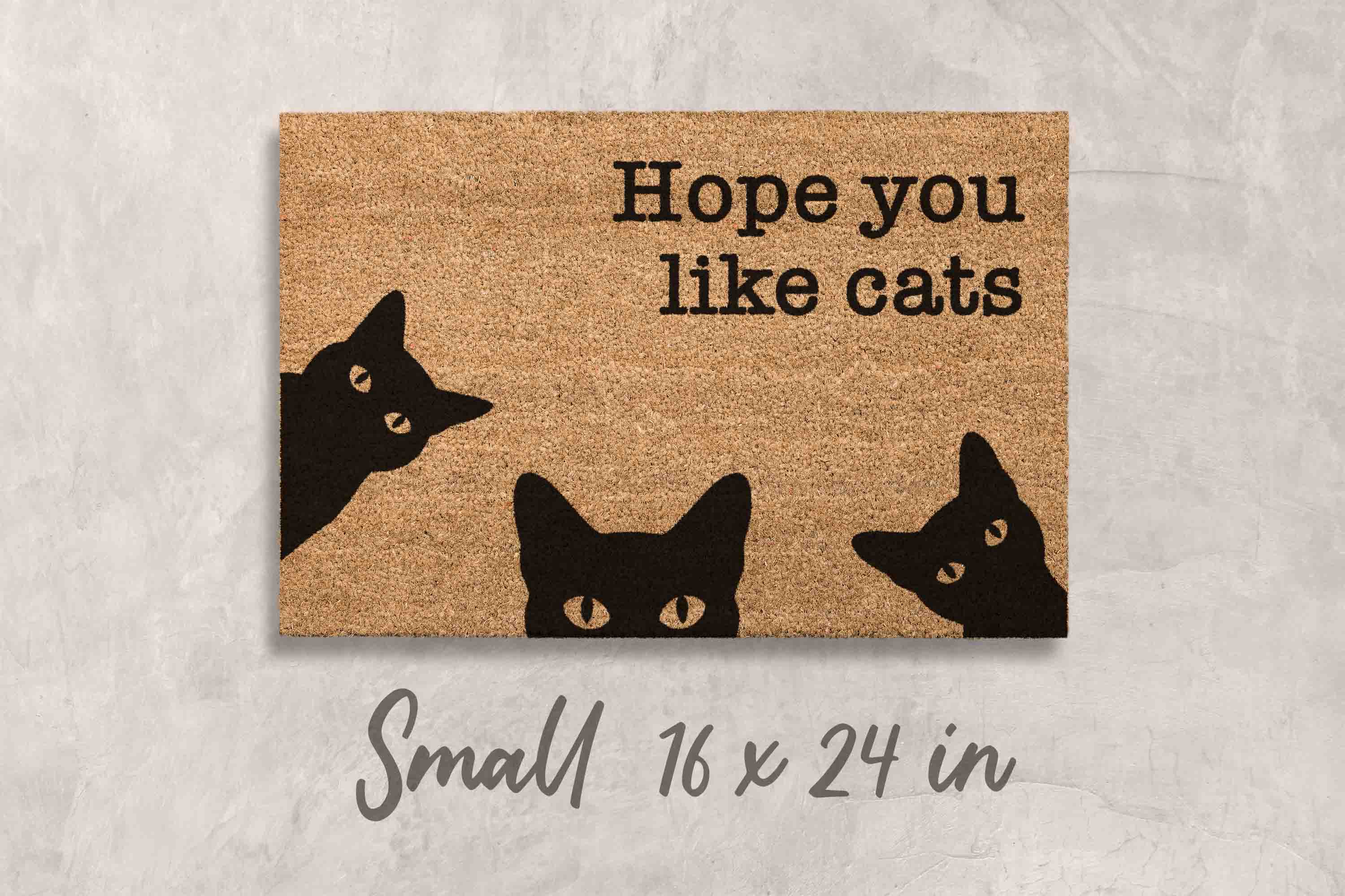 Funny Cat Doormat: 'Hope You Like Cats' Welcome Mat Cat Faces