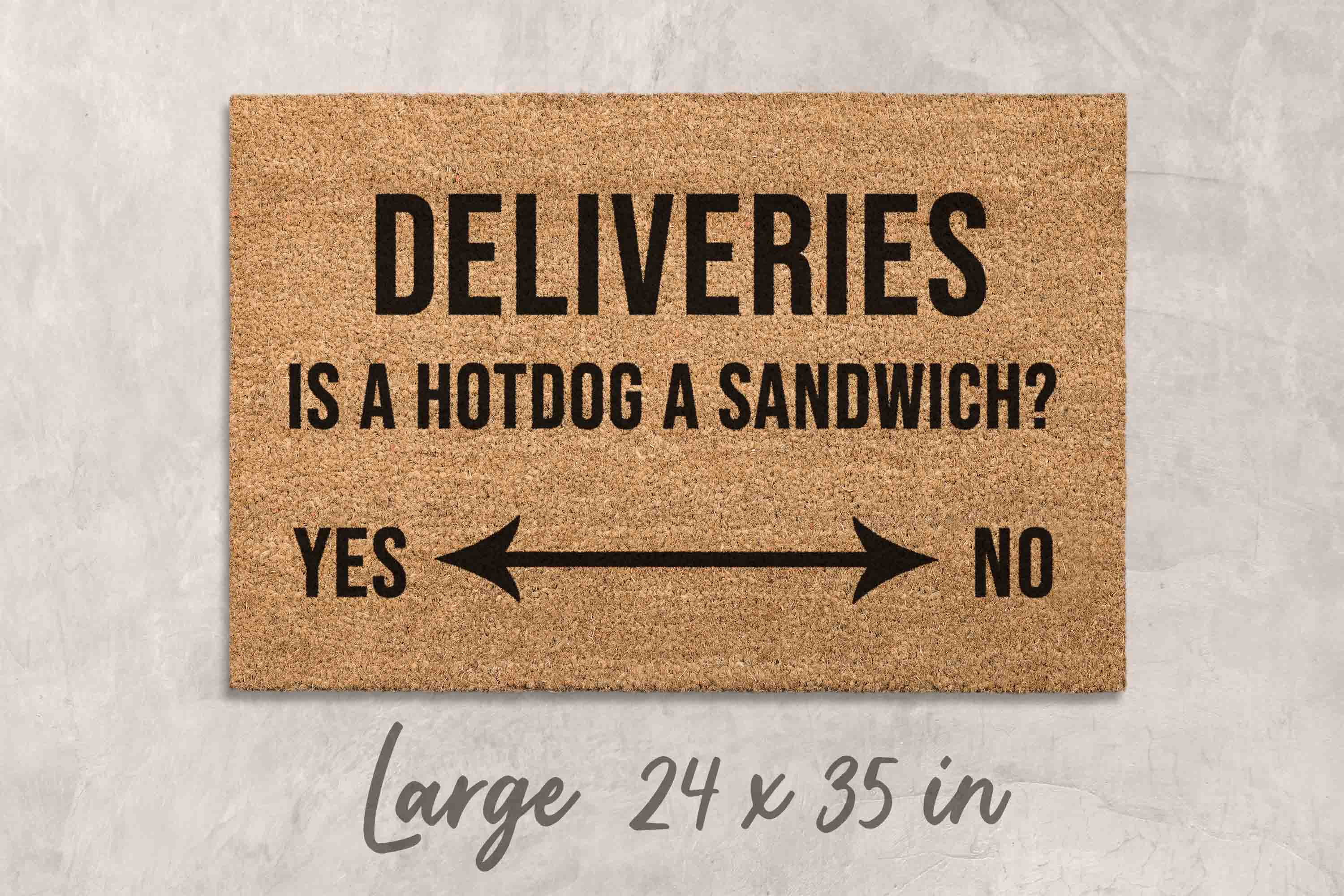 Hot Dog Sandwich Doormat for Delivery Drivers - Natural Coir and Latex