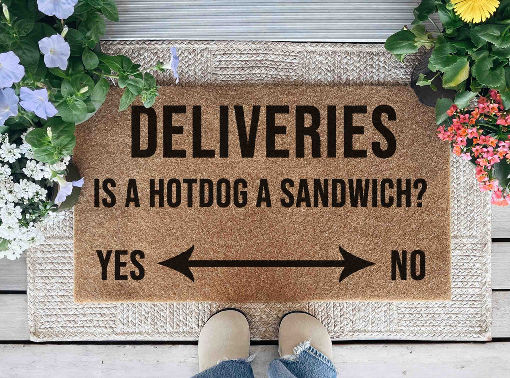 Hot Dog Doormat - Funny Welcome Mat with Natural Coir and Latex Backing