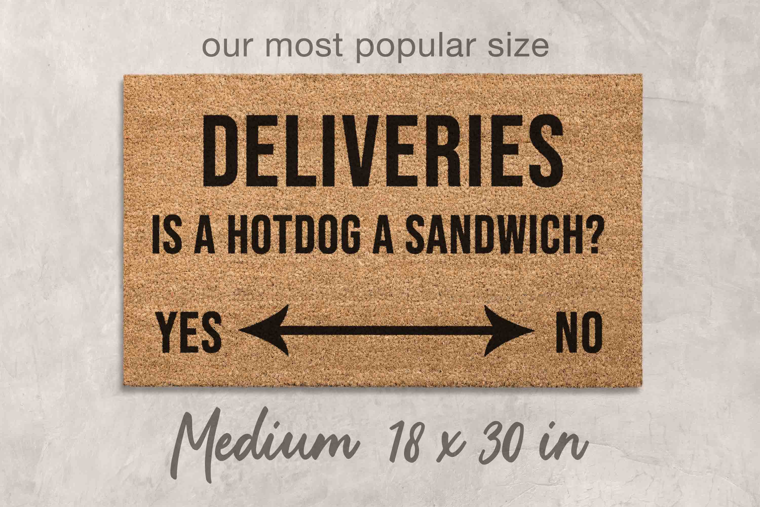 Hot Dog Sandwich Doormat for Delivery Drivers - Natural Coir and Latex