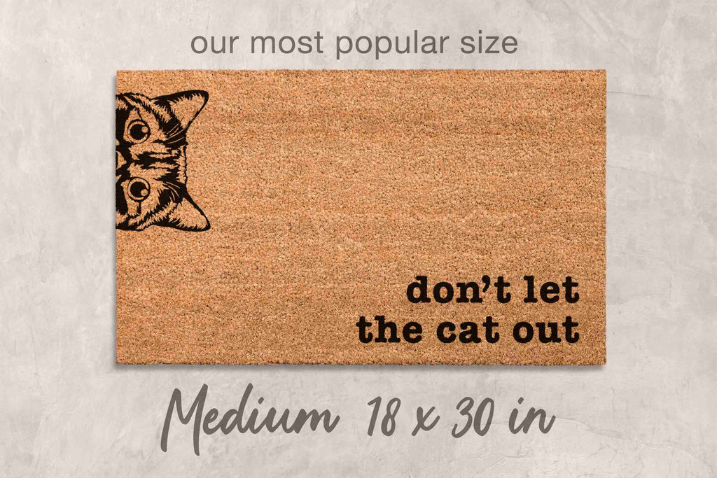 Funny Cat Face Doormat - Don't Let the Cat Out Welcome Mat