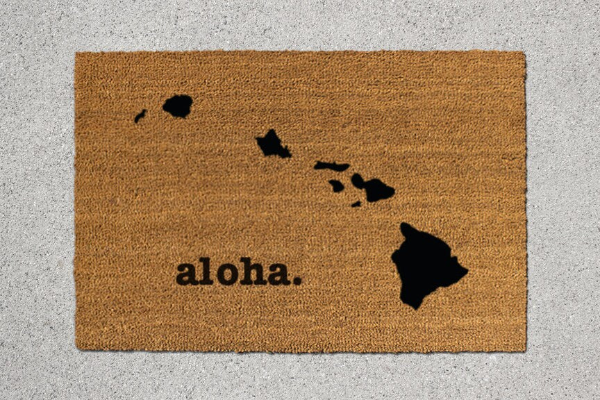 Hawaii State Doormat - Coir with Aloha Design