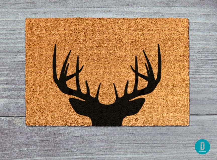 Animal Silhouette Door Mat, Deer Design (Natural Coir, Latex)