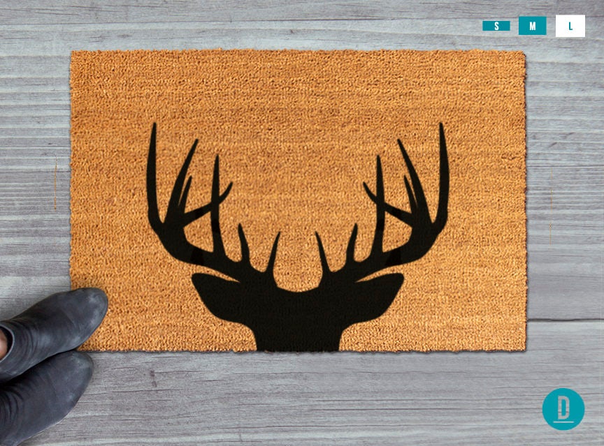 Animal Silhouette Door Mat, Deer Design (Natural Coir, Latex)