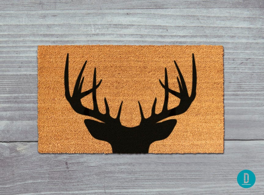 Animal Silhouette Door Mat, Deer Design (Natural Coir, Latex)