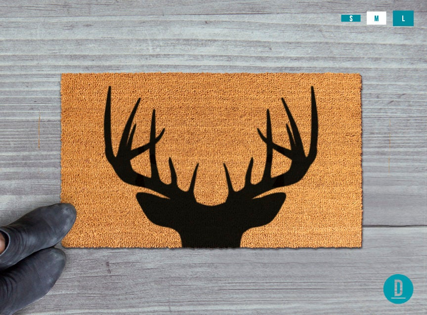 Animal Silhouette Door Mat, Deer Design (Natural Coir, Latex)