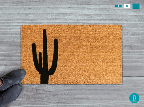Cactus Welcome Mat - Natural Coir with Desert Design