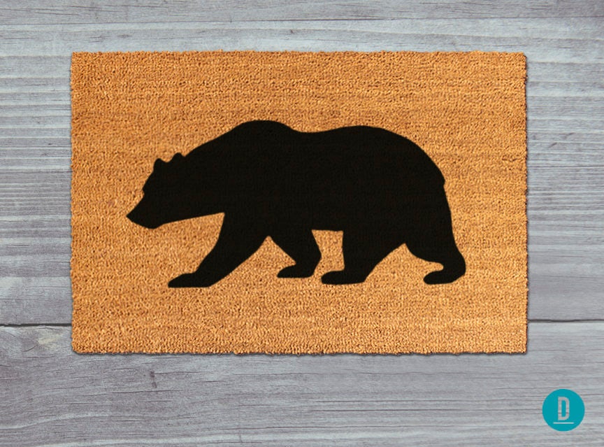 Bear Silhouette Doormat: Natural Coir Welcome Mat