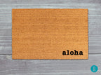 Aloha Door Mat: Natural Coir, Tropical Island Design - Latex Backing