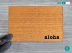 Aloha Door Mat: Natural Coir, Tropical Island Design - Latex Backing