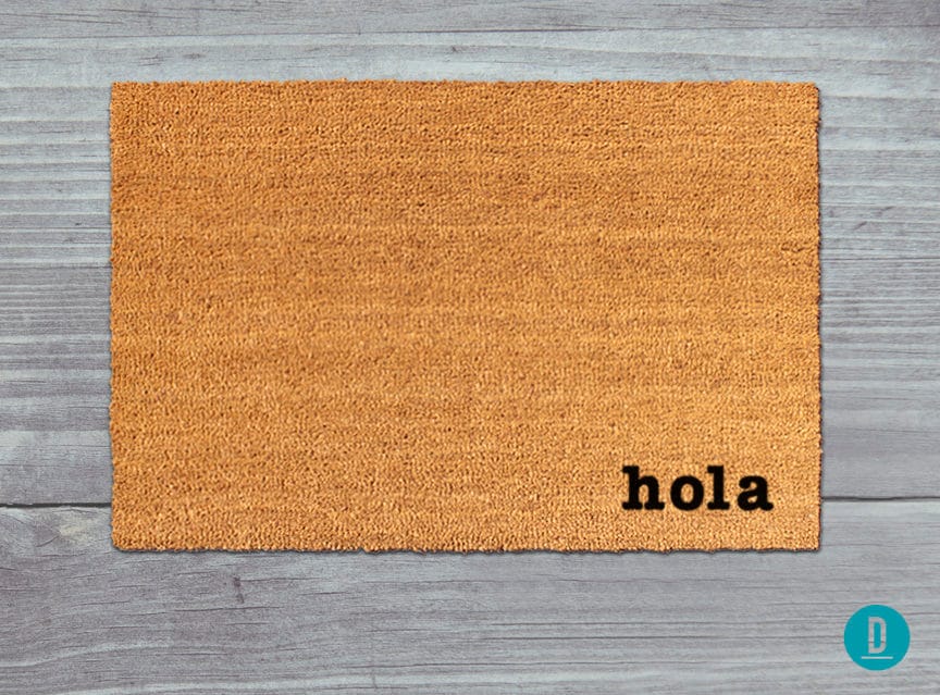 Spanish Hola Doormat, Natural Coir (Latex Backing, Outdoor Use)