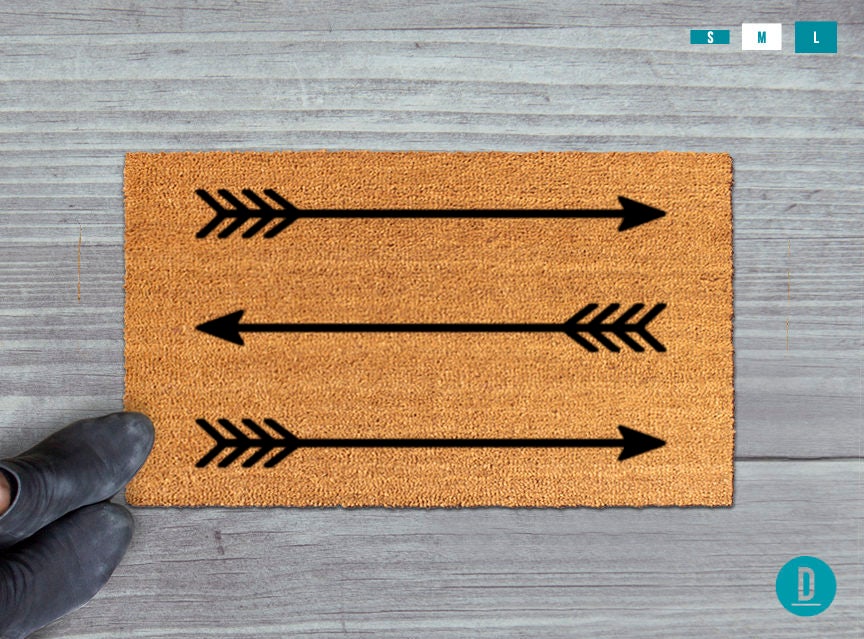Arrow Welcome Mat: Natural Coir Door Rug (Indoor/Outdoor Use)