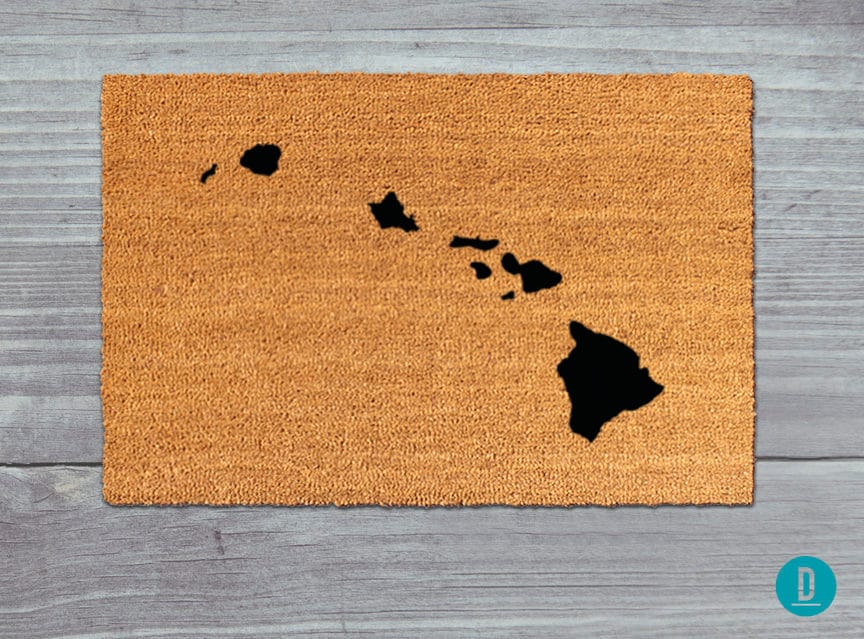 Hawaii State Welcome Mat - Natural Coir Fibers