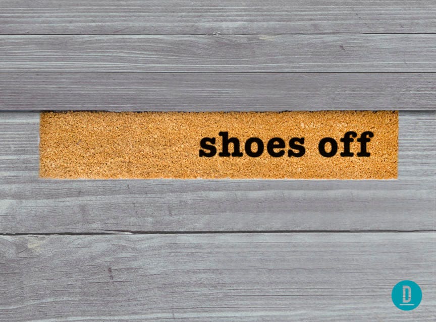Shoes Off Skinny Doormat: Slim Natural Coir Welcome Mat