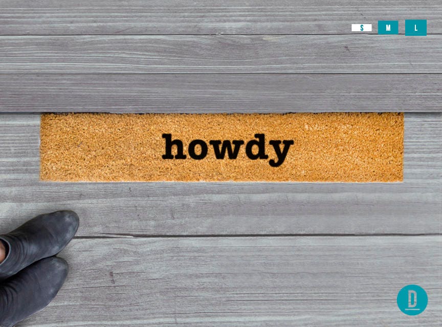 Skinny Doormat: Howdy Design - Slim Natural Coir Mat