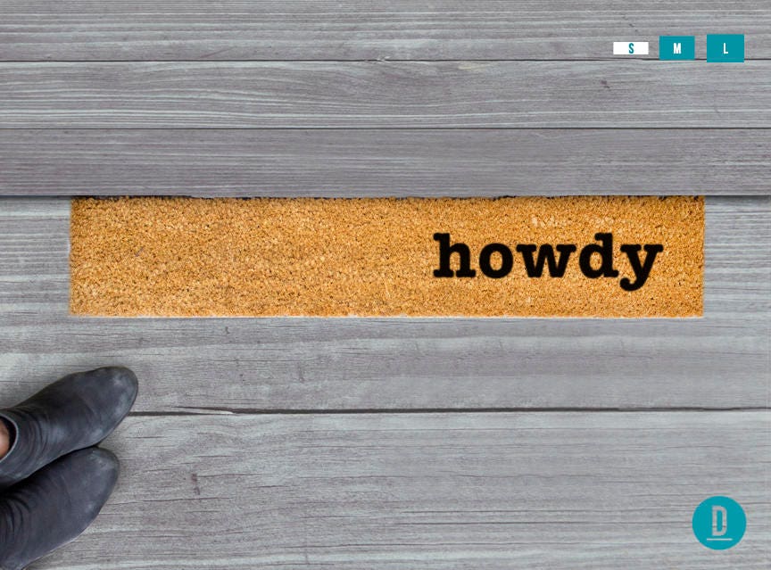 Skinny Doormat: Howdy Design - Slim Natural Coir Mat