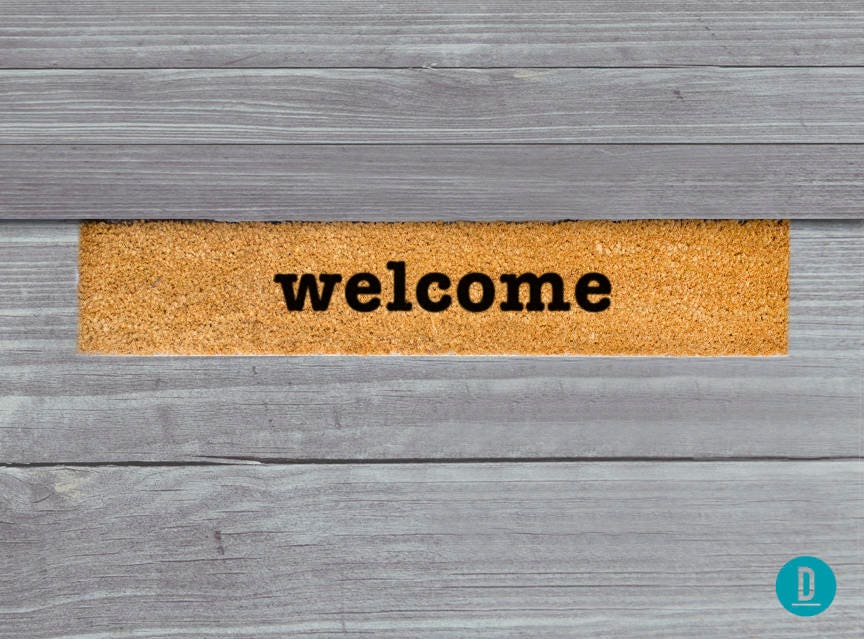 Welcome Skinny Doormat, Natural Coir Slim Mat (Thin, Latex Backing)