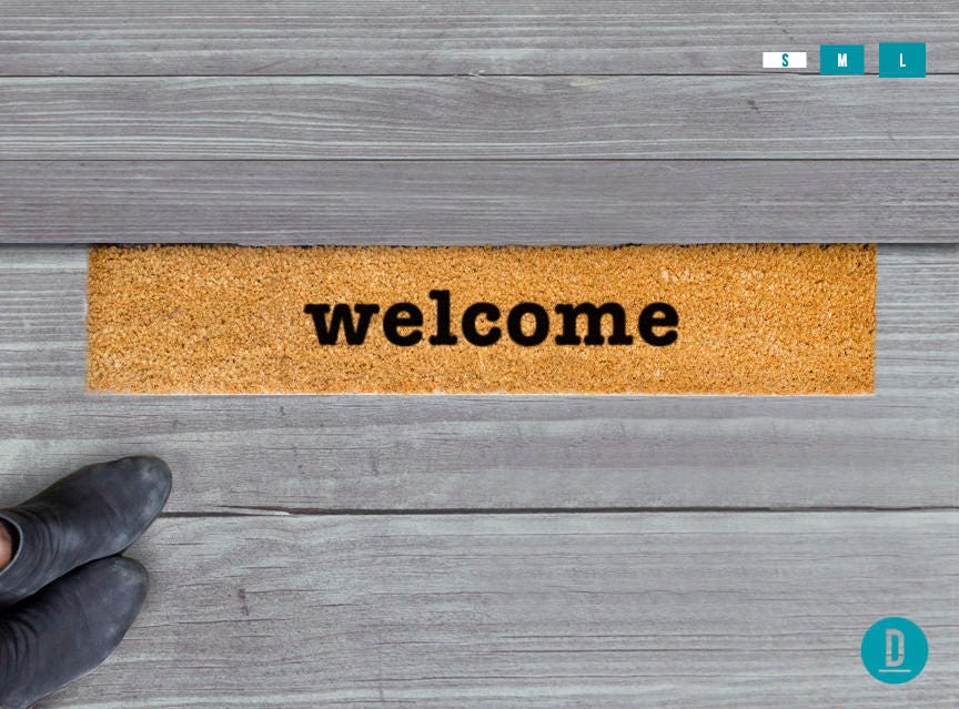 Welcome Skinny Doormat, Natural Coir Slim Mat (Thin, Latex Backing)
