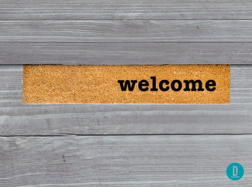 Welcome Skinny Doormat, Natural Coir Slim Mat (Thin, Latex Backing)