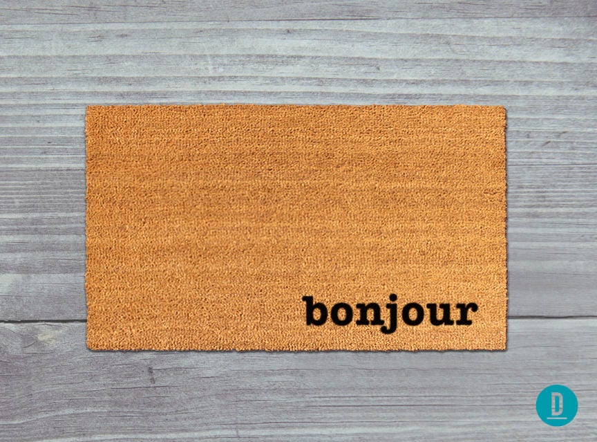 Bonjour Door Mat: French Style - Natural Coir with Latex Backing