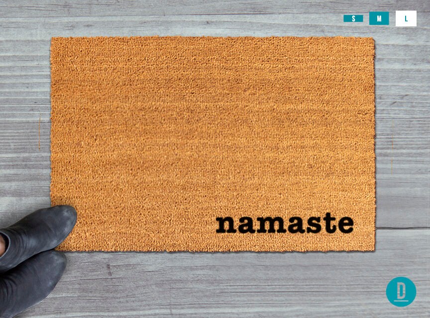 Yoga Namaste Doormat, Natural Coir Welcome Mat (Latex Backing)