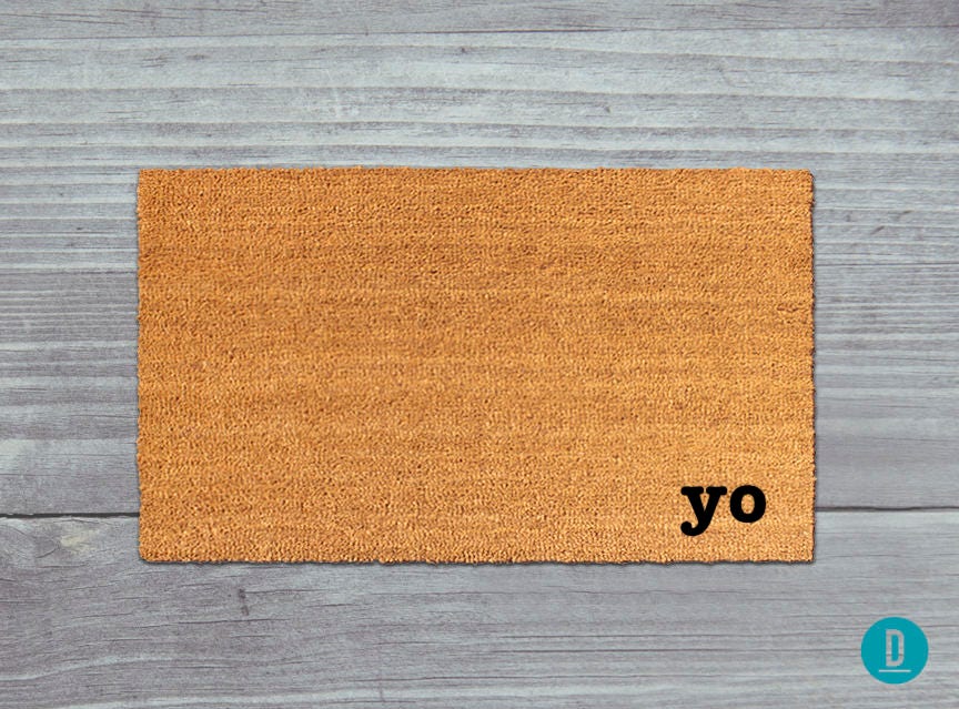 Funny Yo Doormat, Natural Coir (Latex Backing, Outdoor Welcome Mat)