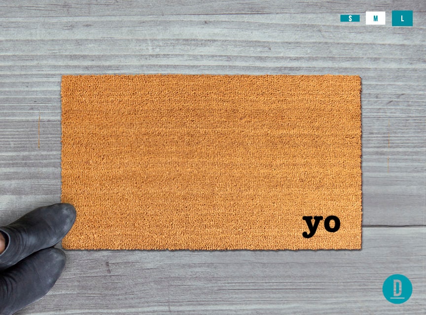 Funny Yo Doormat, Natural Coir (Latex Backing, Outdoor Welcome Mat)