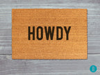 Howdy Doormat: Rustic Western Welcome Mat (Natural Coir, Latex)