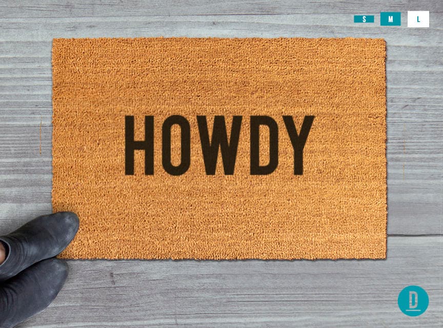 Howdy Doormat: Rustic Western Welcome Mat (Natural Coir, Latex)