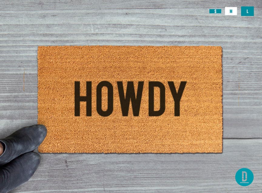 Howdy Doormat: Rustic Western Welcome Mat (Natural Coir, Latex)