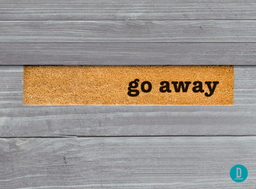 Go Away Skinny Doormat - Slim Natural Coir, Funny Rude Mat