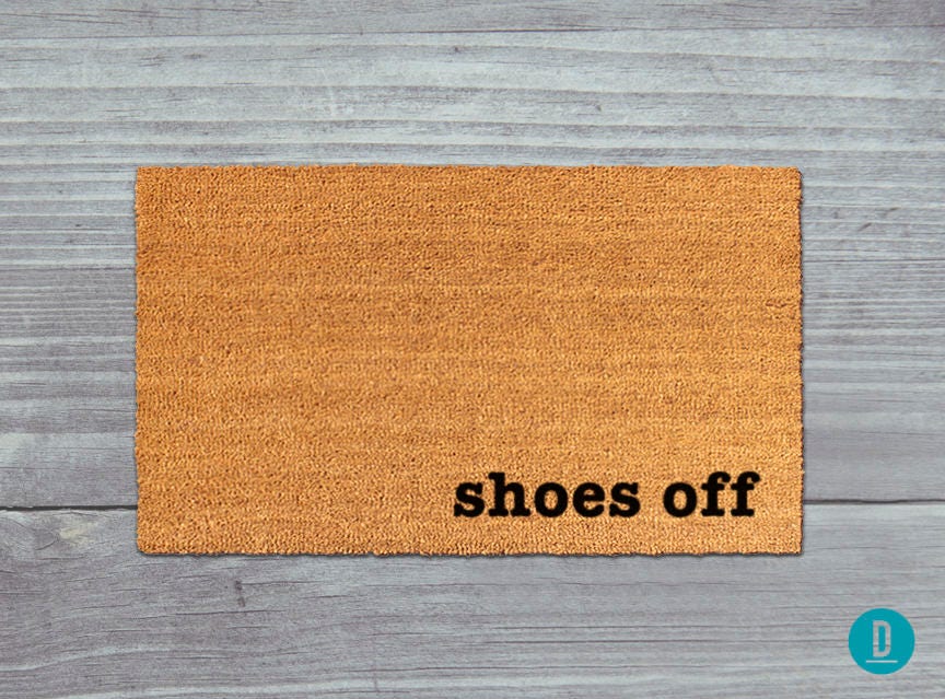 Shoes Off Doormat: Natural Coir Welcome Mat for Entryway