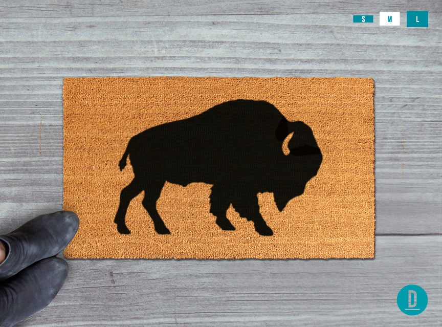 Buffalo Coir Doormat, Bison Silhouette (Natural Fibers, Latex)
