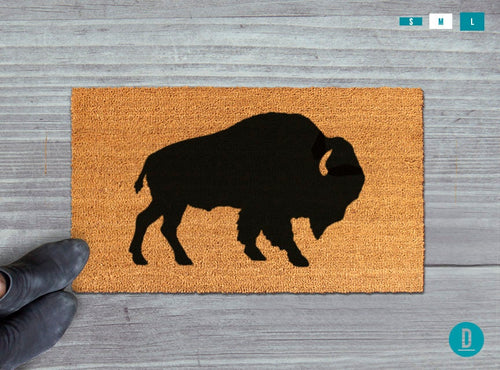 Buffalo Coir Doormat, Bison Silhouette (Natural Fibers, Latex)