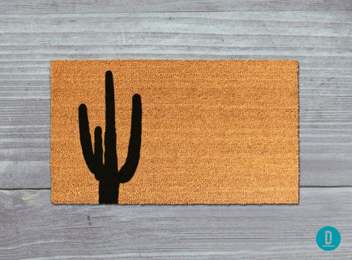 Cactus Welcome Mat - Natural Coir with Desert Design