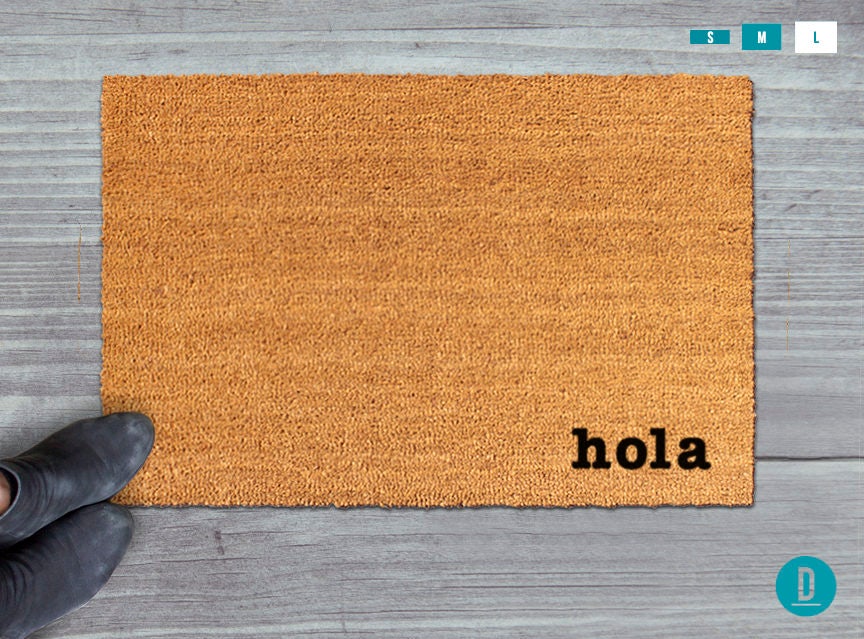 Spanish Hola Doormat, Natural Coir (Latex Backing, Outdoor Use)