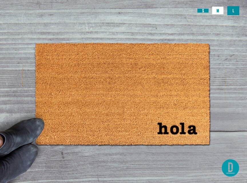Spanish Hola Doormat, Natural Coir (Latex Backing, Outdoor Use)
