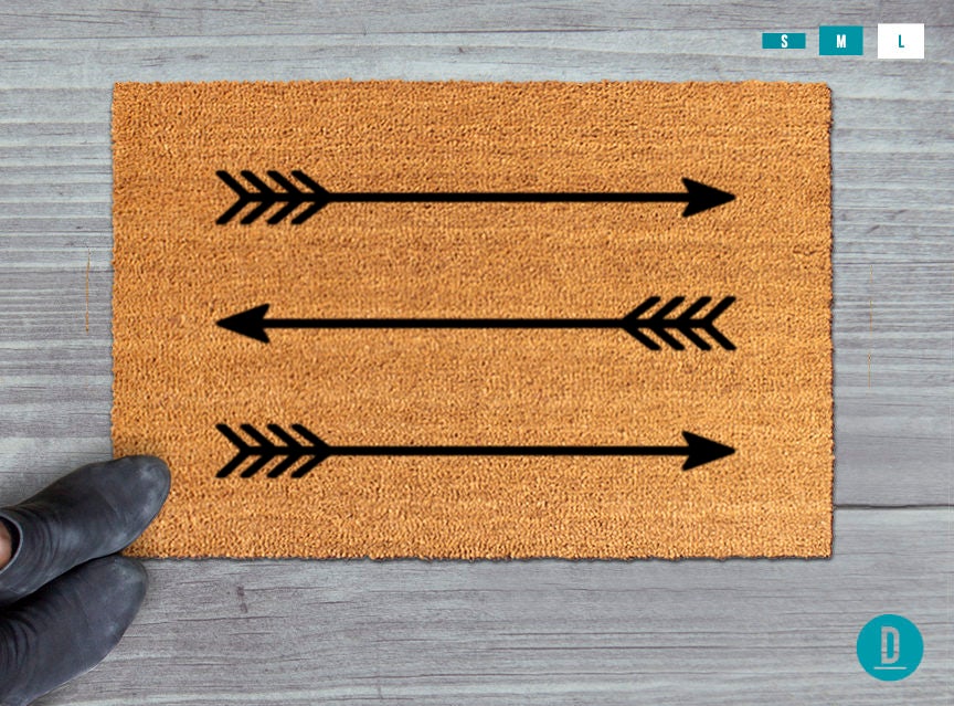Arrow Welcome Mat: Natural Coir Door Rug (Indoor/Outdoor Use)