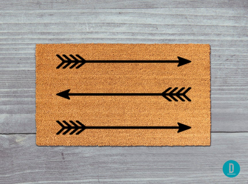 Arrow Welcome Mat: Natural Coir Door Rug (Indoor/Outdoor Use)