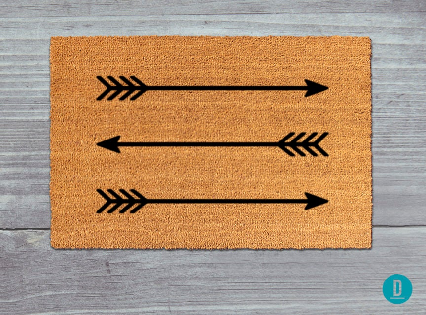 Arrow Welcome Mat: Natural Coir Door Rug (Indoor/Outdoor Use)