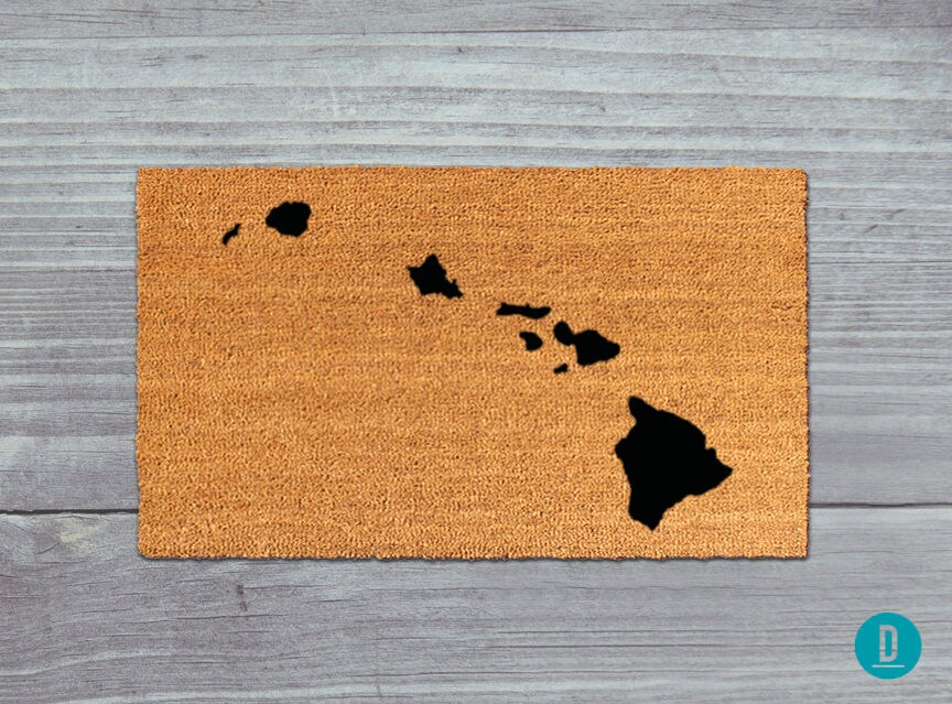 Hawaii State Welcome Mat - Natural Coir Fibers