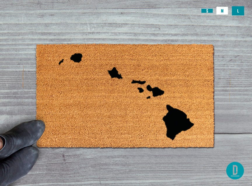 Hawaii State Welcome Mat - Natural Coir Fibers