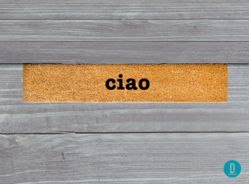 Ciao Skinny Doormat, Ciao Door Mat, Ciao Welcome Mat, Ciao Doormat, Ciao Slim Doormat, Skinny Mat, Ciao Mat, Thin Doormat, Ciao, Ciao Rug