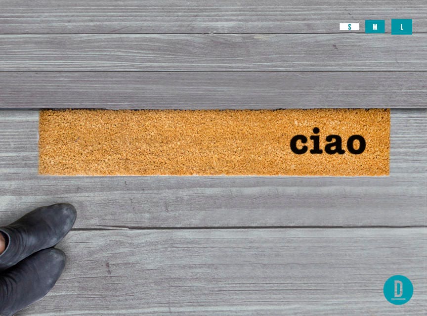 Ciao Skinny Doormat, Ciao Door Mat, Ciao Welcome Mat, Ciao Doormat, Ciao Slim Doormat, Skinny Mat, Ciao Mat, Thin Doormat, Ciao, Ciao Rug