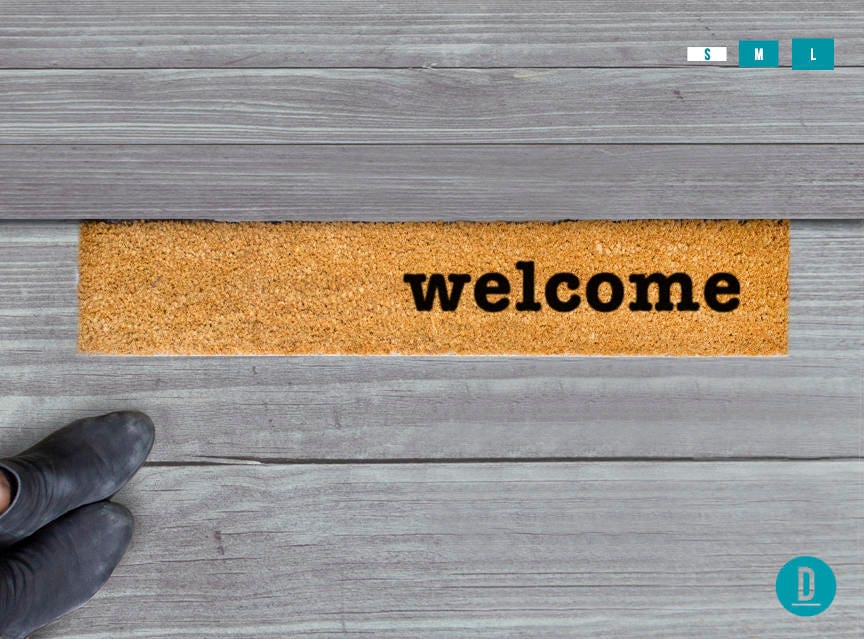 Welcome Skinny Doormat, Natural Coir Slim Mat (Thin, Latex Backing)