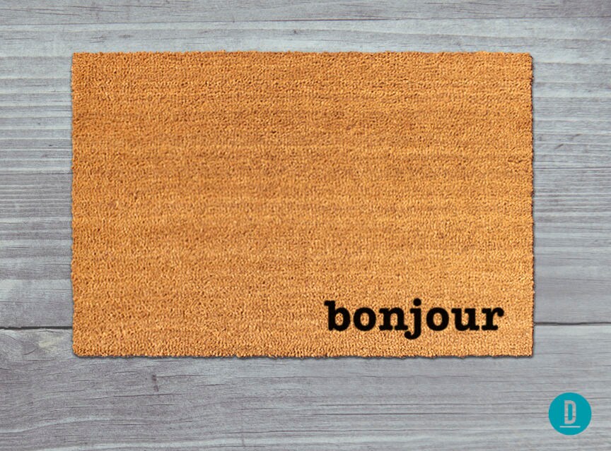 Bonjour Door Mat: French Style - Natural Coir with Latex Backing